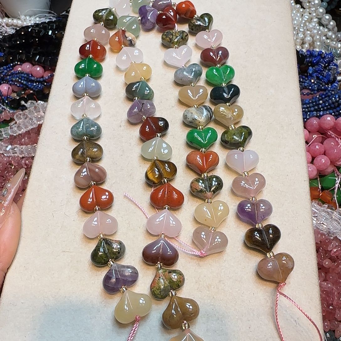 玛瑙/玉髓未镶嵌珠宝半成品天然多宝屁桃一条15mm