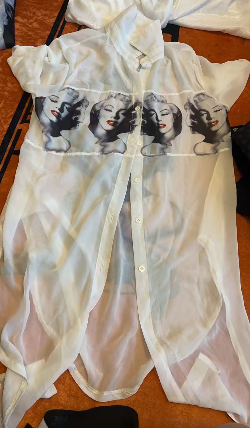 【特价不支持退换】潮流时尚休闲白色短袖外穿长款衬衣女款