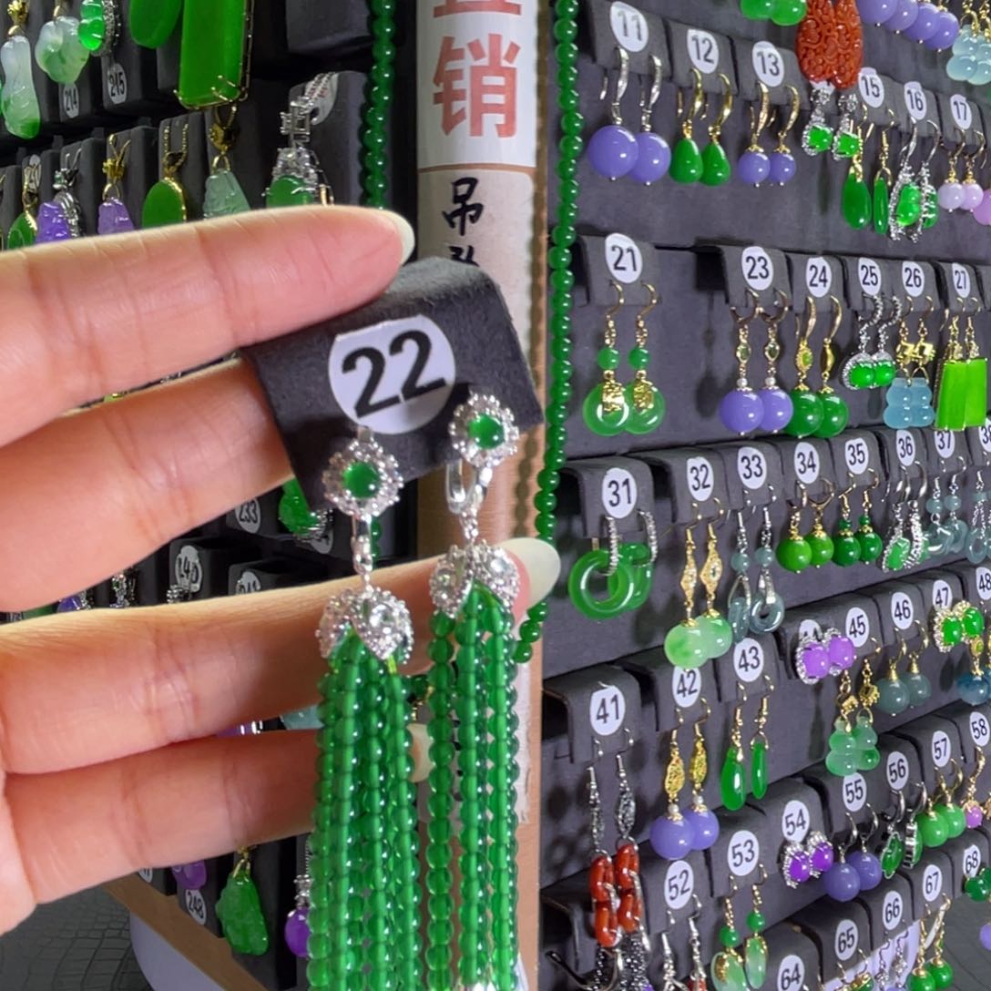 银S925镶嵌翡翠耳饰22