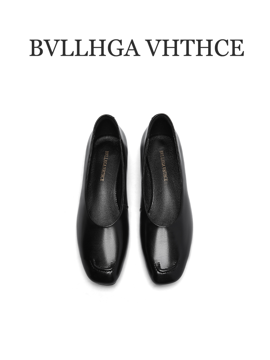 BVLLHGA VHTHCE新款钢琴烤漆底复古时尚百搭方跟胎牛皮单鞋女 D12
