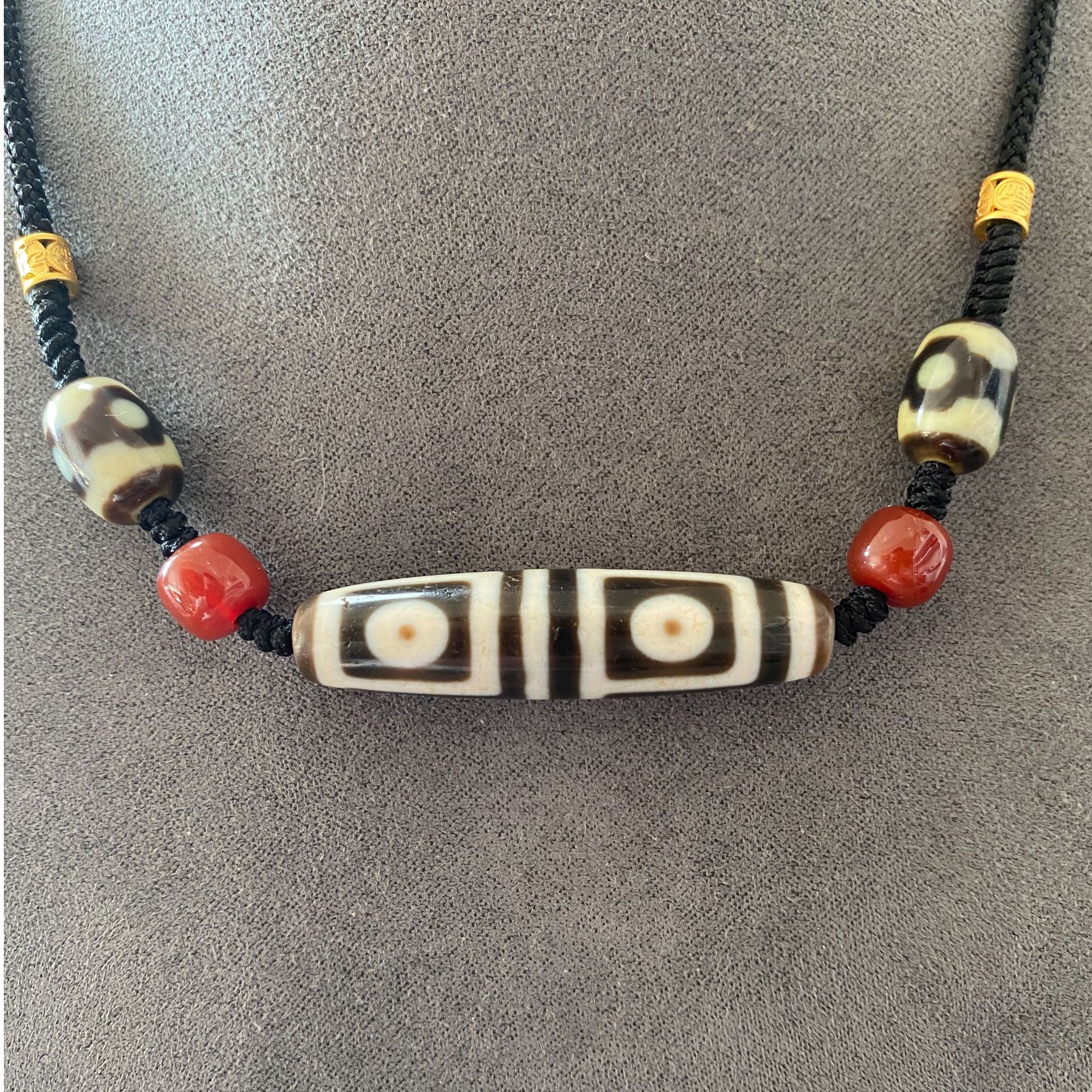 【一品臻宝】藏区回流老珠四眼设计款玛瑙古珠男女同款