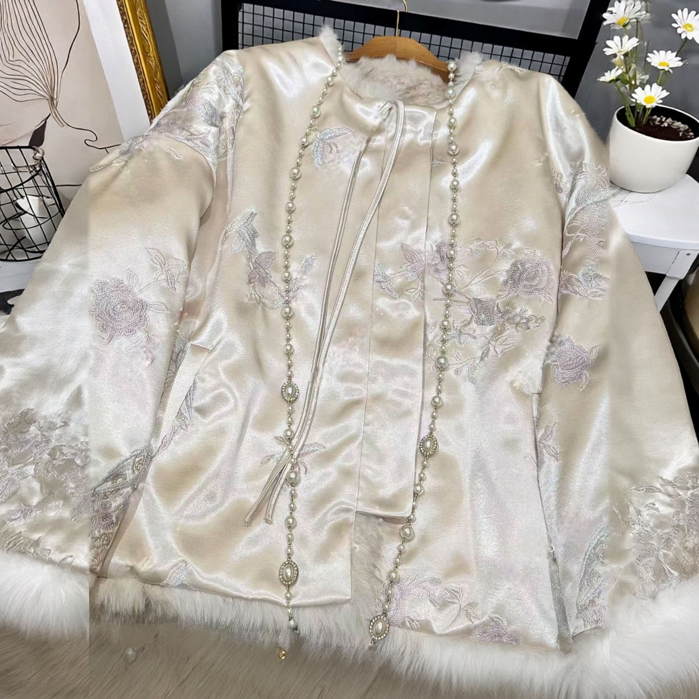 非遗苏绣新中式国风过冬双面穿水貂毛外套25新款高端轻奢棉衣725