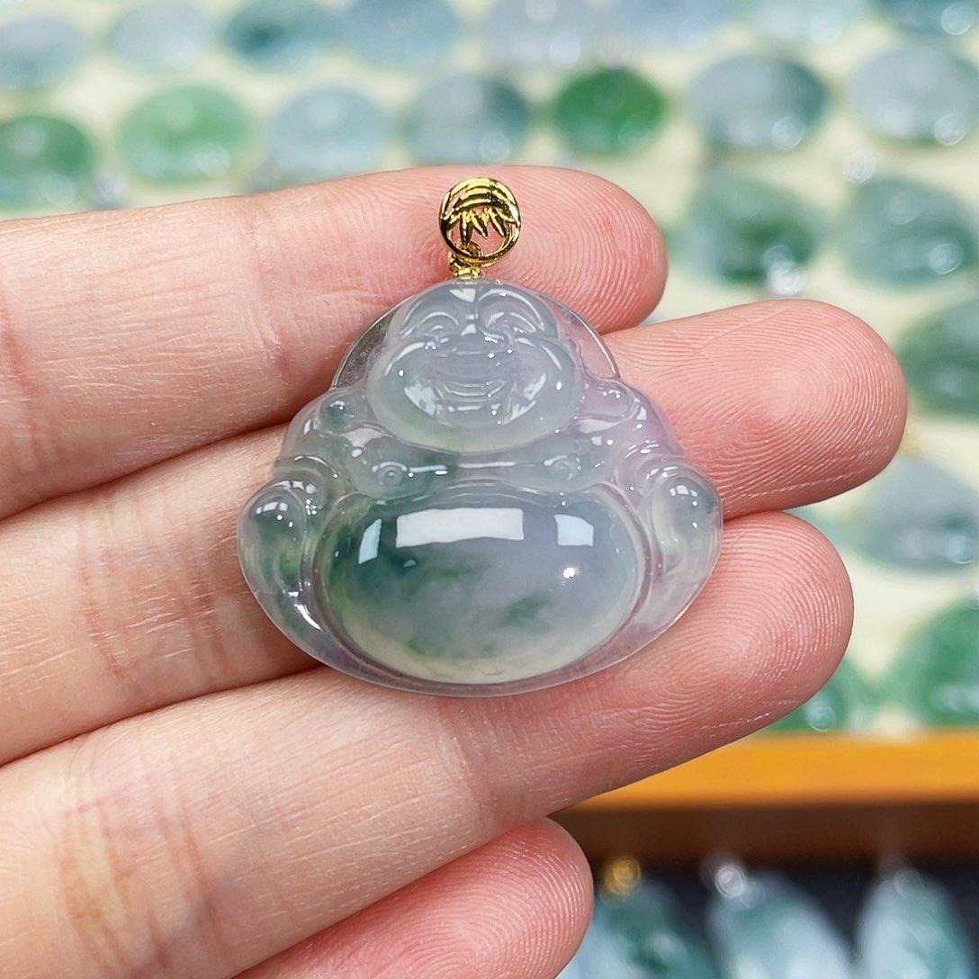 翡翠颈饰18K金镶嵌吊坠