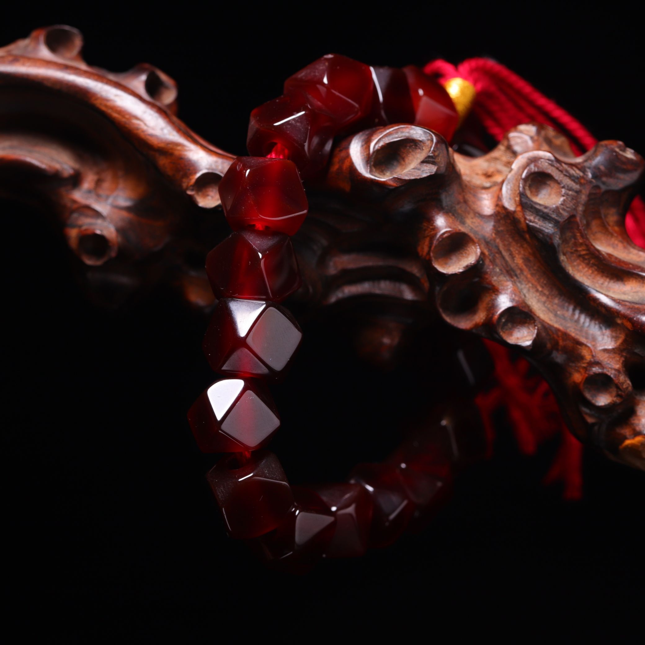 明代天然多棱玛瑙手串-NX