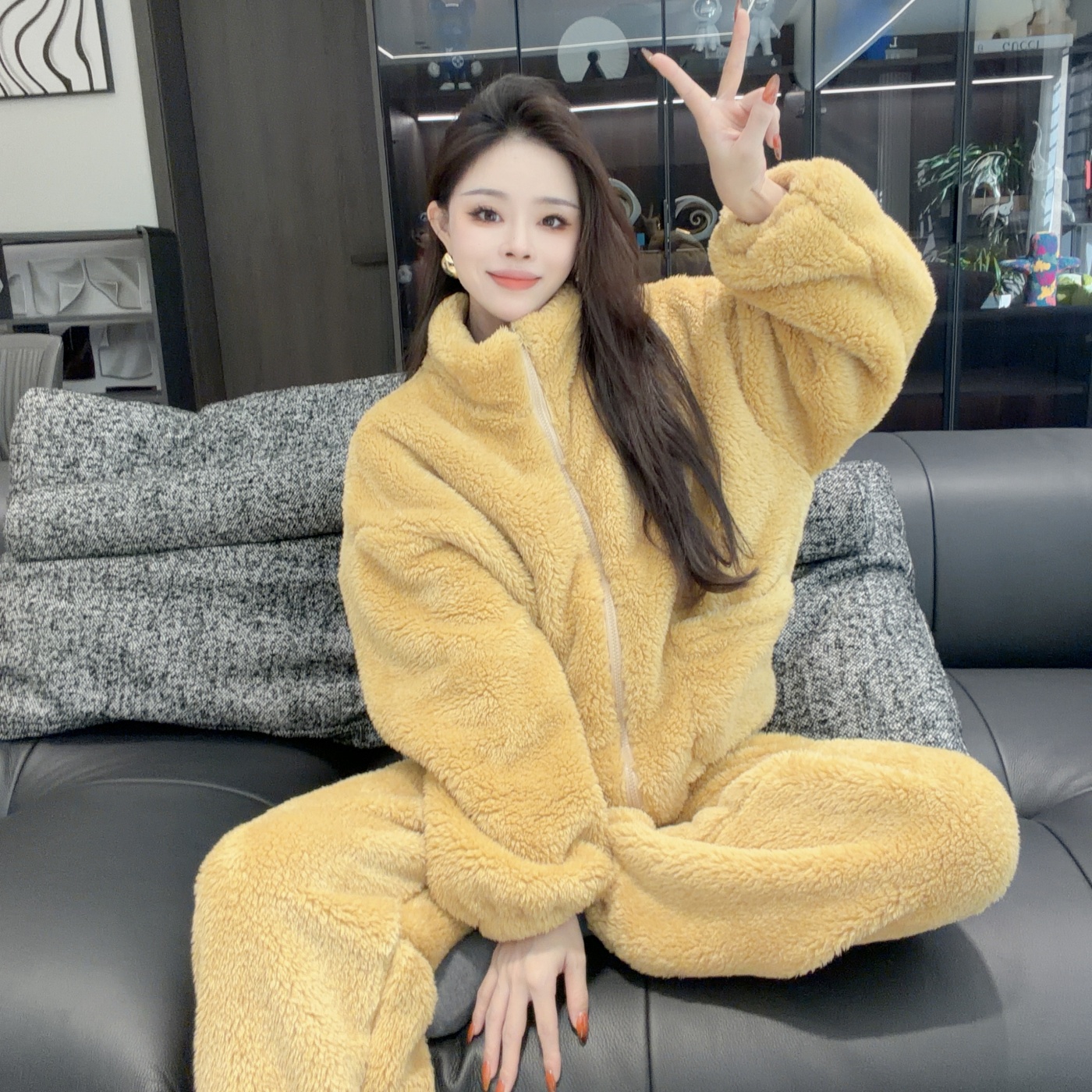 【晓溪服饰】冬装上新休闲韩版净版时尚百搭家居服套装女6903