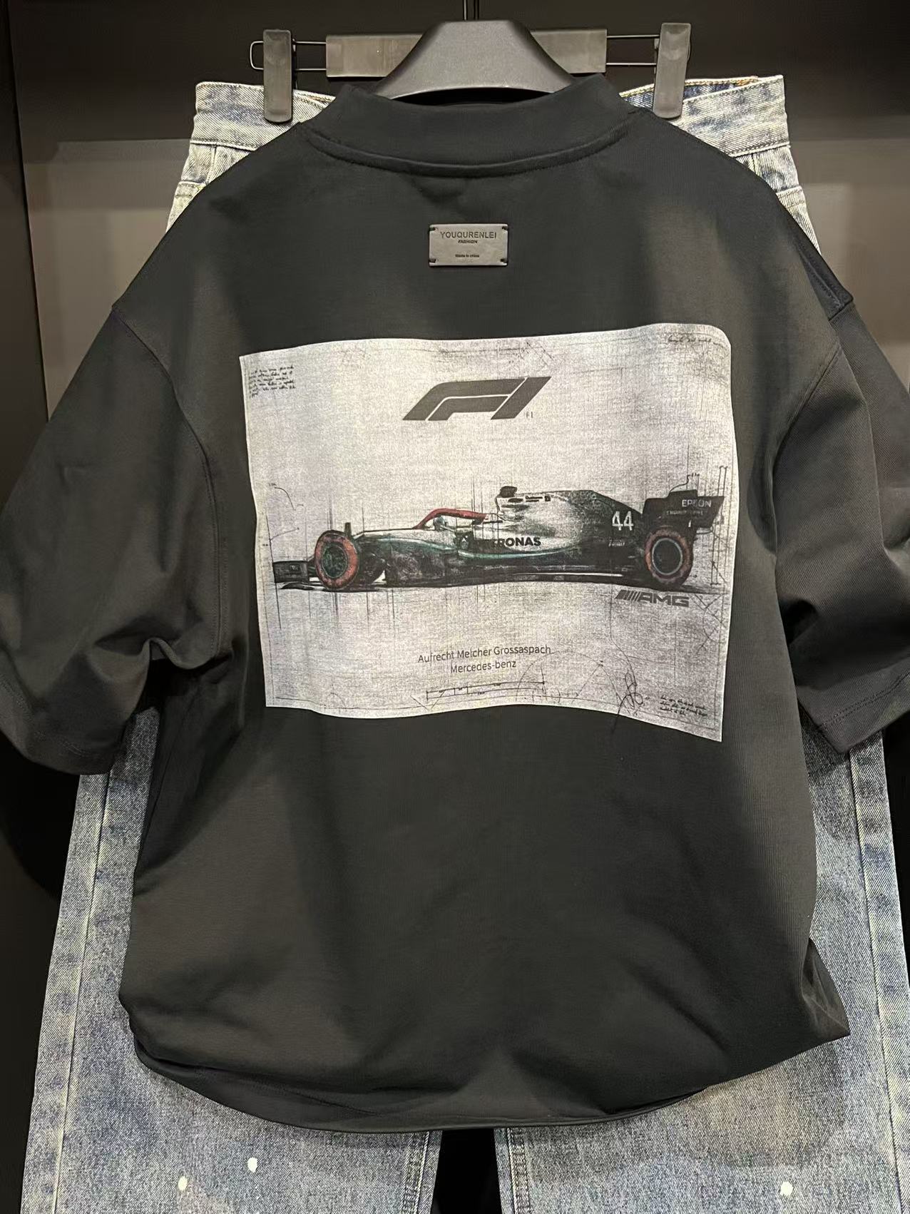 28013汽车重磅纯棉T血重工休闲潮牌印花运动时尚百搭设计师圆领