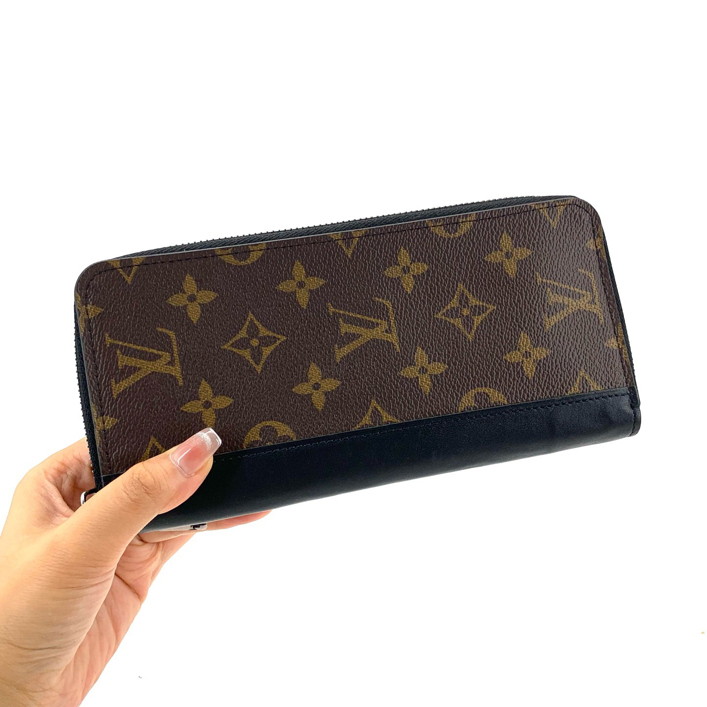 99新 LouisVuitton/路易威登 经典棕老花拼皮拉链钱包  尺寸20/10