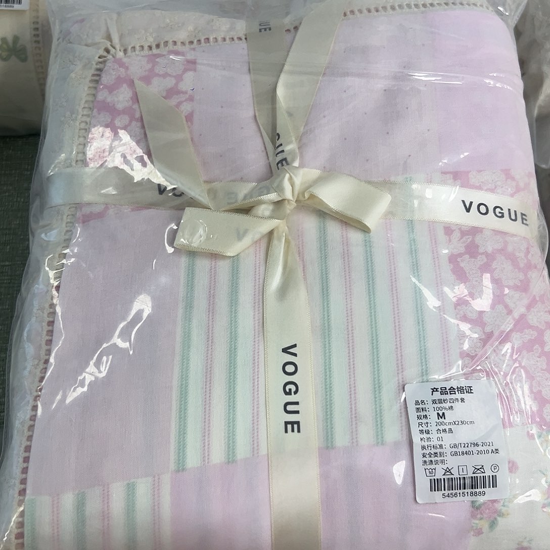 皮***皮棉棉全棉双层纱四件套