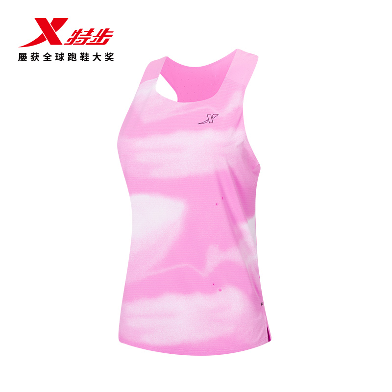 特步女子马拉松背心跑鞋无袖速干透气超轻运动风背训练排汗修身