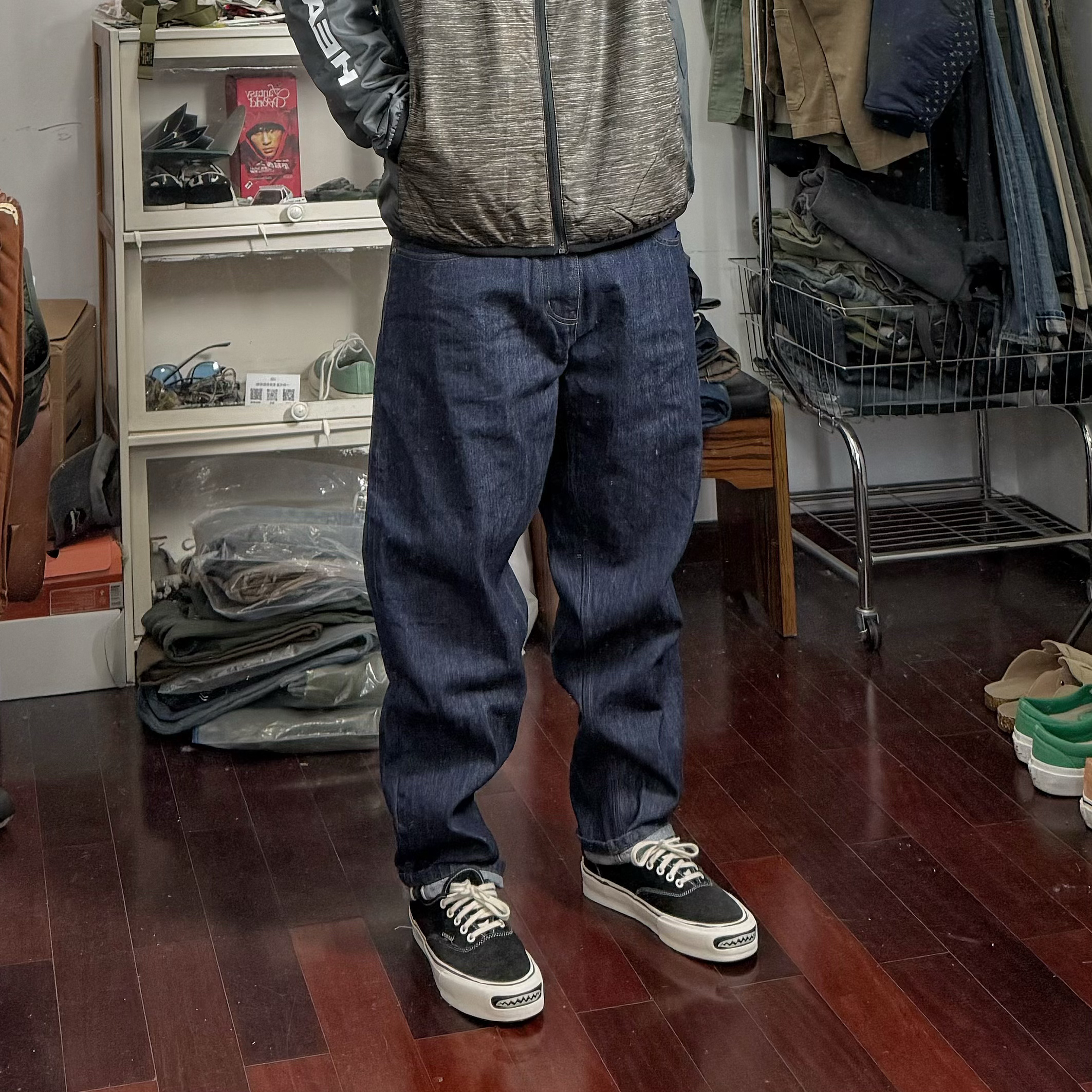 日系复古水洗宽松直筒牛仔裤赤耳丹宁休闲长裤子男春秋款裤子锥形