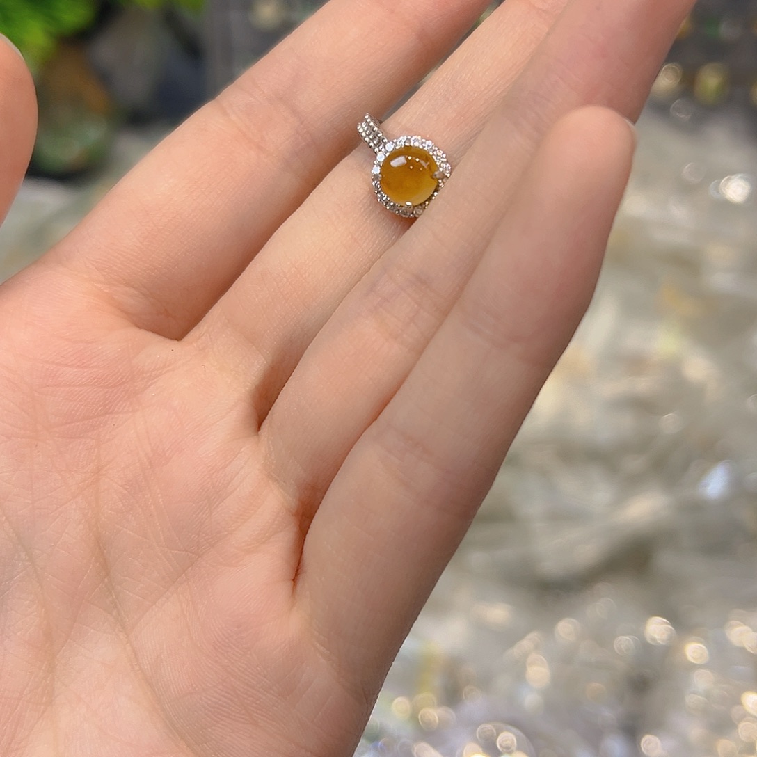 翡翠戒指银S925镶嵌翡翠