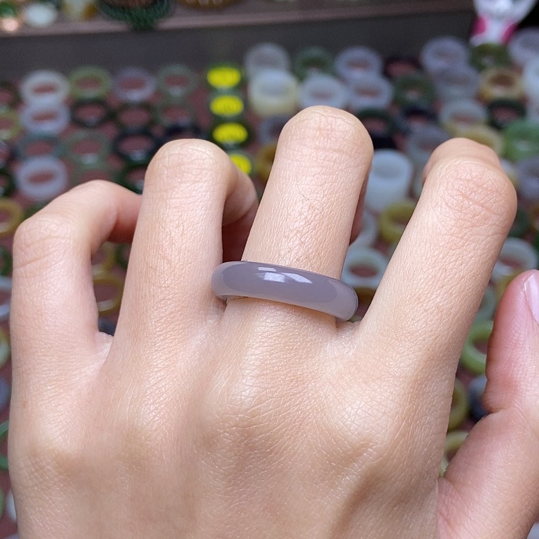 和田玉戒指未镶嵌17.3冰冰紫