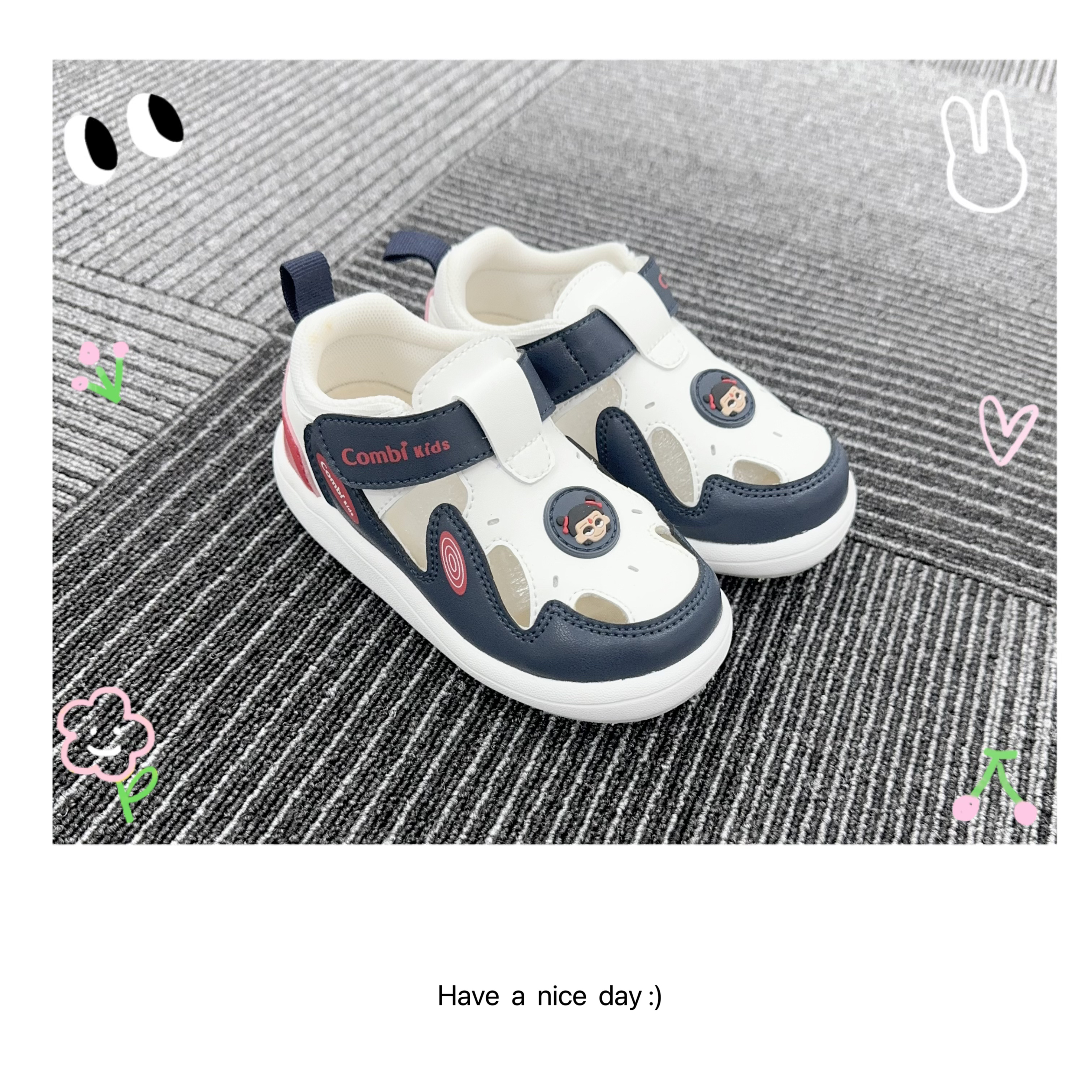 Combi kids2502康贝机能鞋新款S型矫正夏季透气框子凉鞋机能鞋