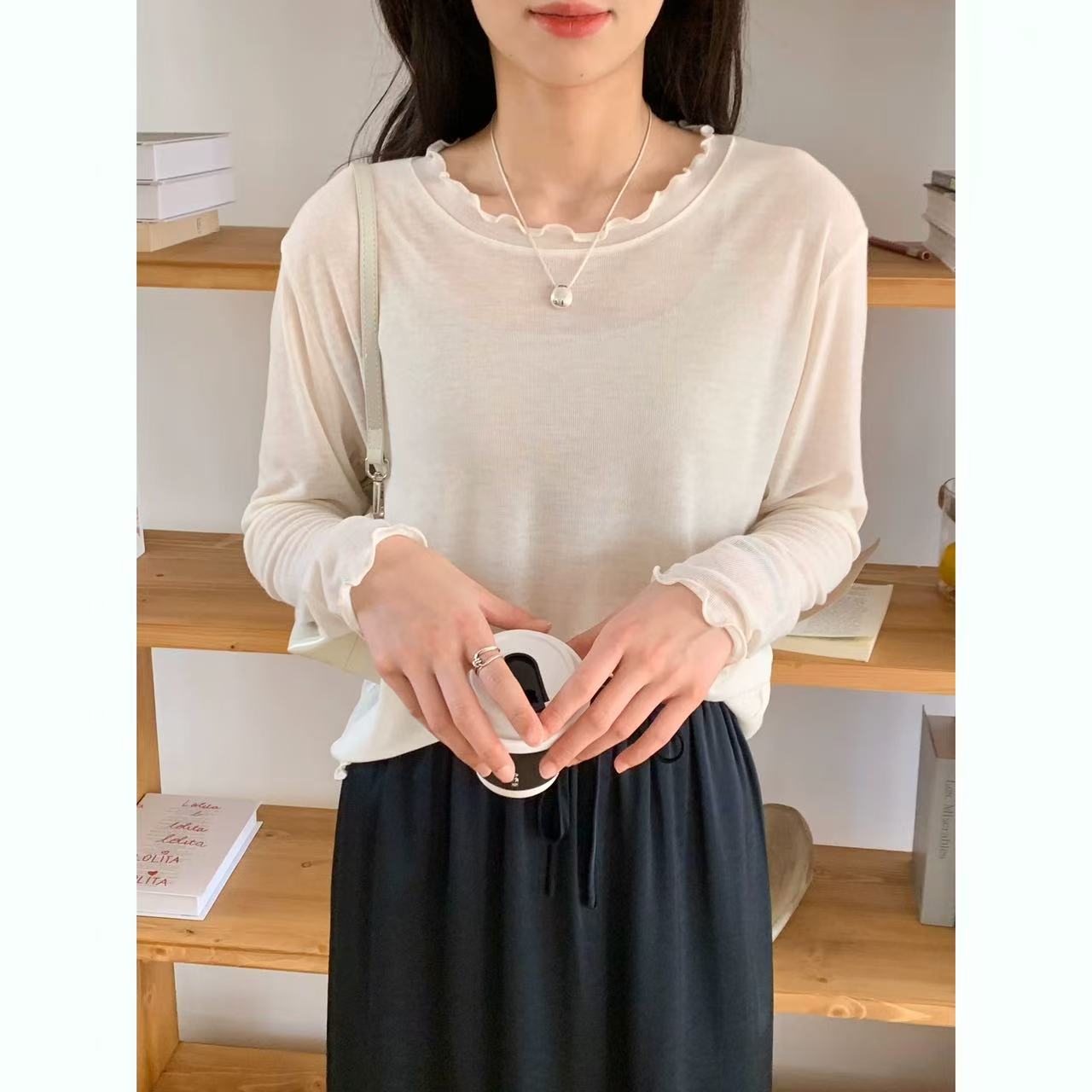 （云朵）韩国东大门显瘦呼吸感纸片人打底防晒上衣新选f1090 J09240