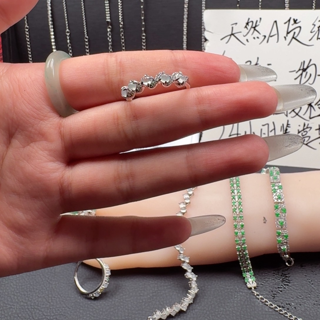 银S925镶嵌手链翡翠翡翠戒指