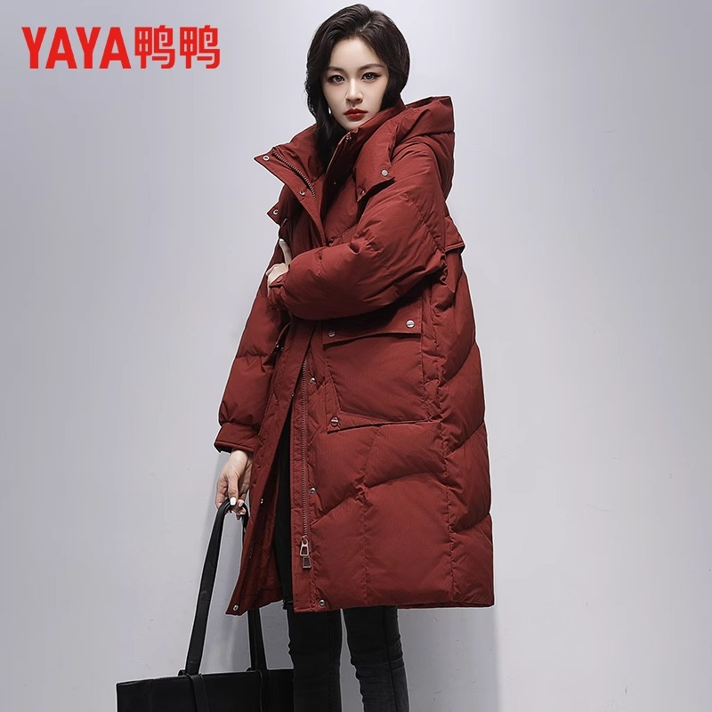 YAYA/鸭鸭2025羽绒冬季服气质百搭显瘦连帽保暖YE4B600775L