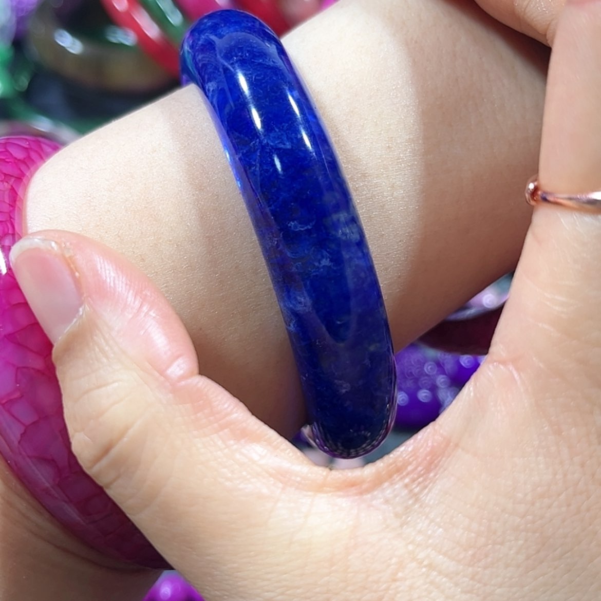 【闪购商品】琉璃配饰隅舒具石老油料冰蓝圈口57