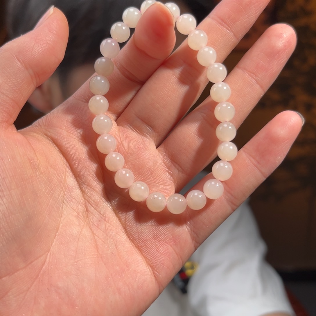手串未镶嵌和田玉藕粉7mm188