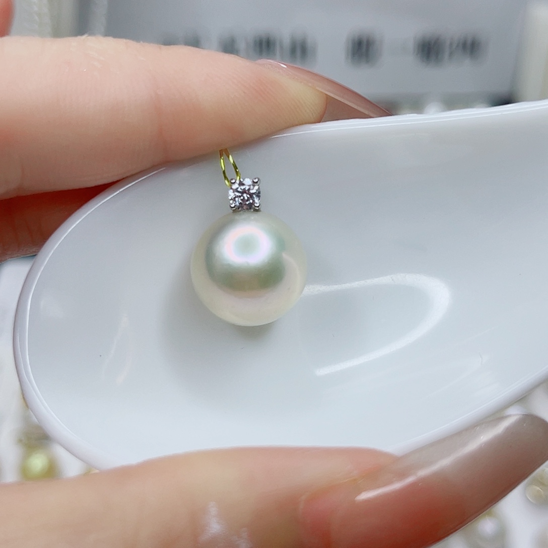 淡水珍珠银S925镶嵌吊坠(不含链)