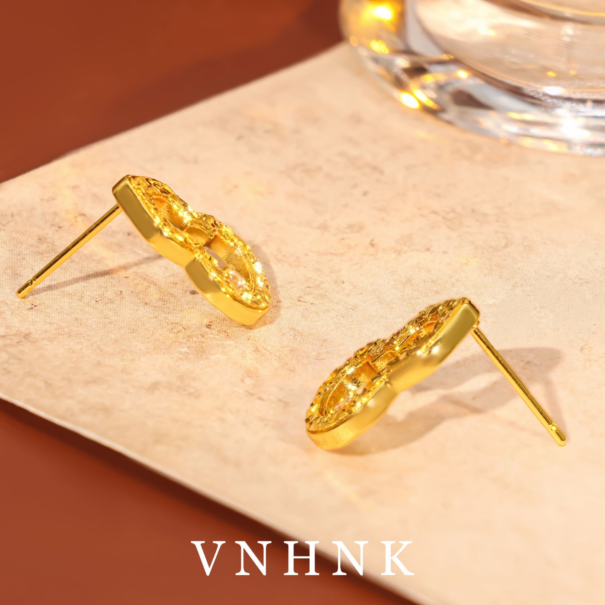 铜合金合成锆石耳饰 美可儿  N323   金色小众气质耳环预售