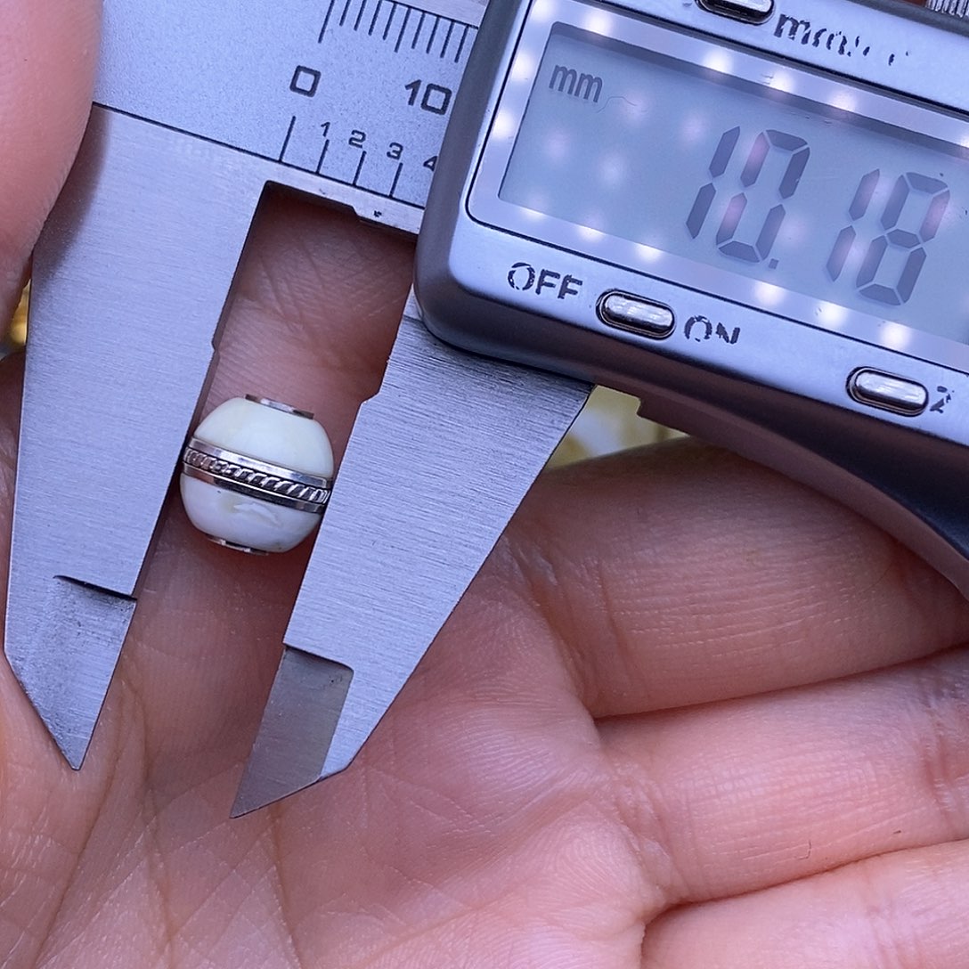 琥珀裸石银S925镶嵌10mm 蜜蜡汉堡珠