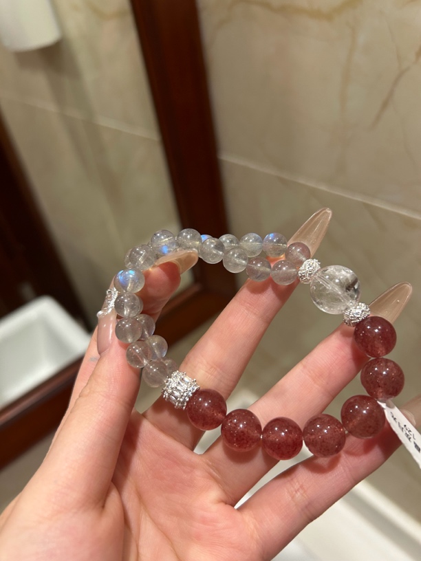 合成金属手链 草莓月光设计款 大白水合金配件手串