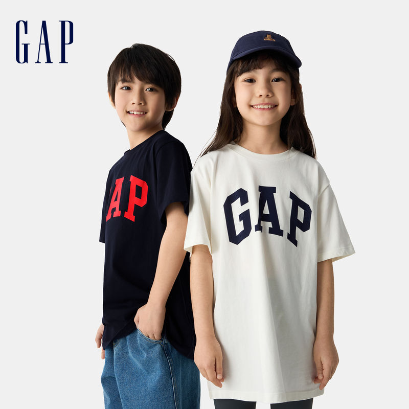 【大小童同款】Gap男女童2025夏纯棉短袖两件装T恤休闲童装687268