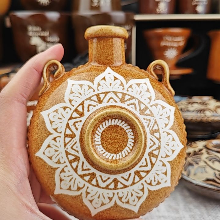 曼达拉西夏瓷小酒壶