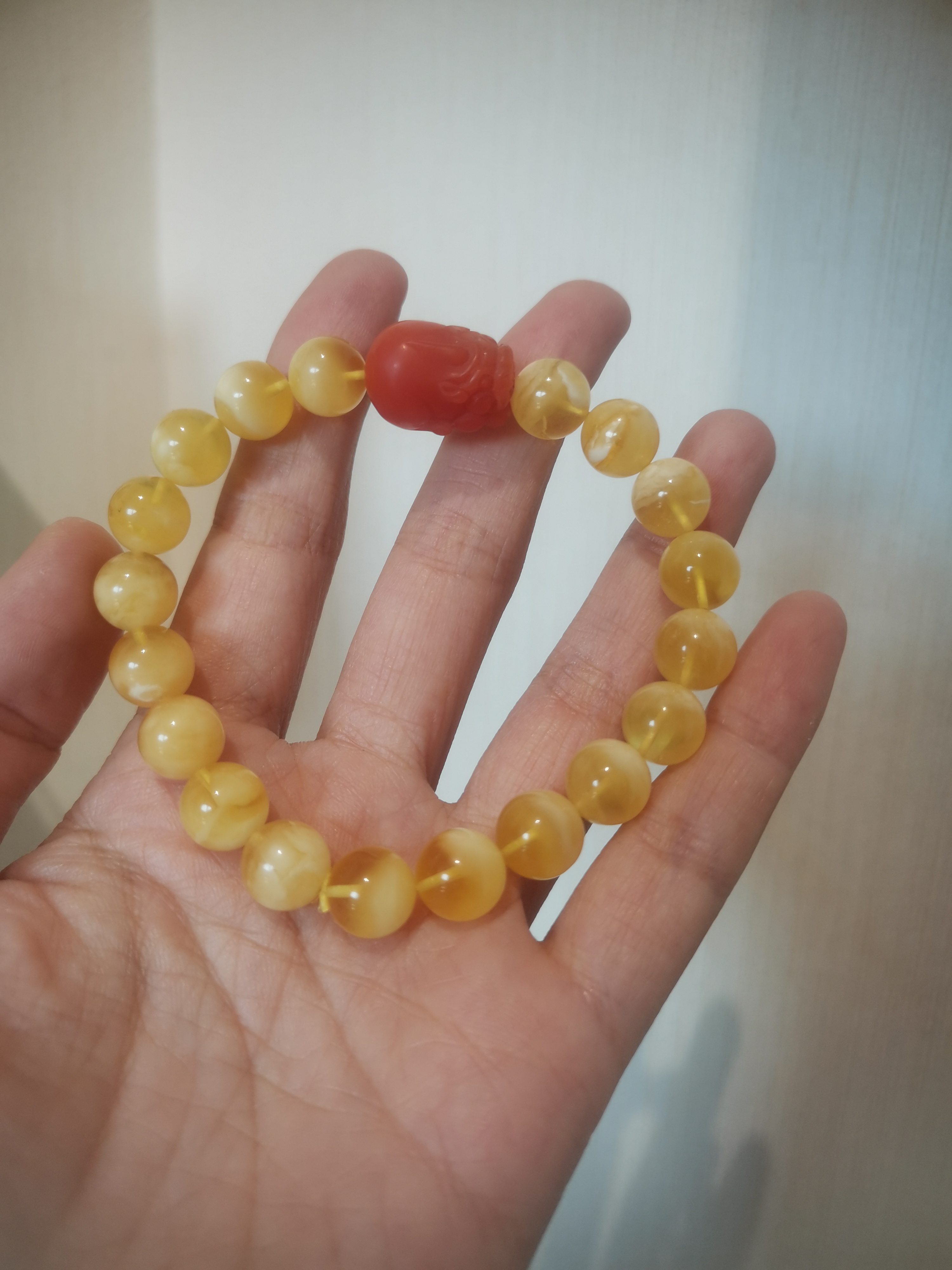 蜜蜡貔貅单圈手串