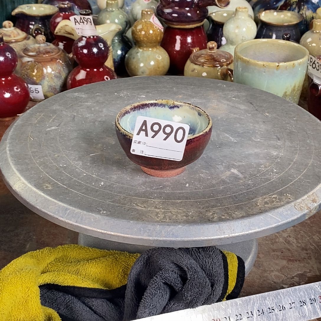 张***軒紫砂彩名窑龙窑柴烧盆990瑕疵变形