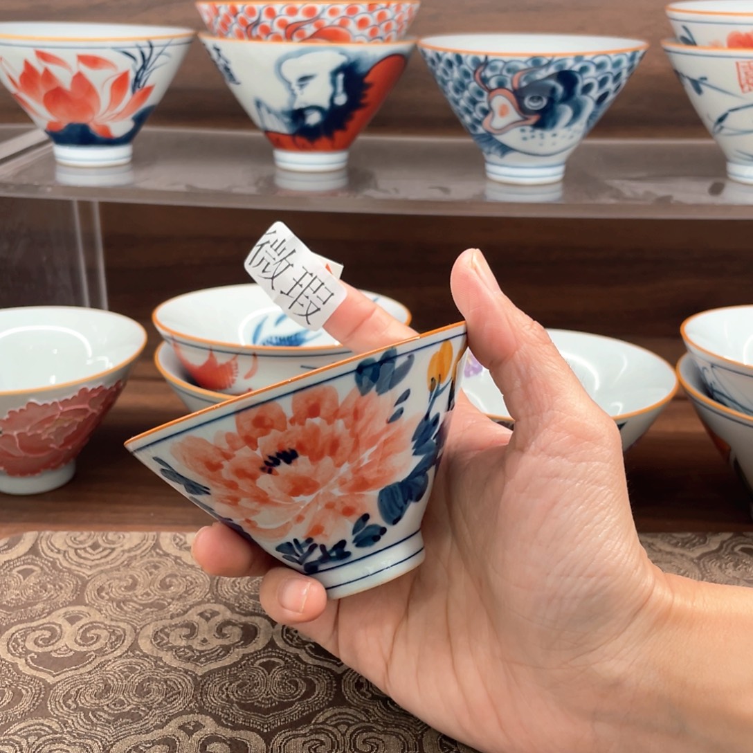 釉下手绘茶具微瑕