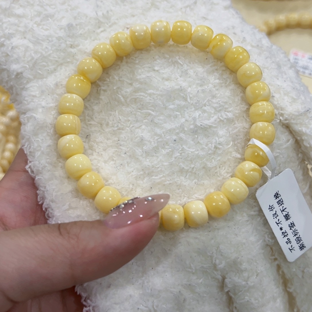 蜜蜡手链未镶嵌2***38m奶白花老型手串