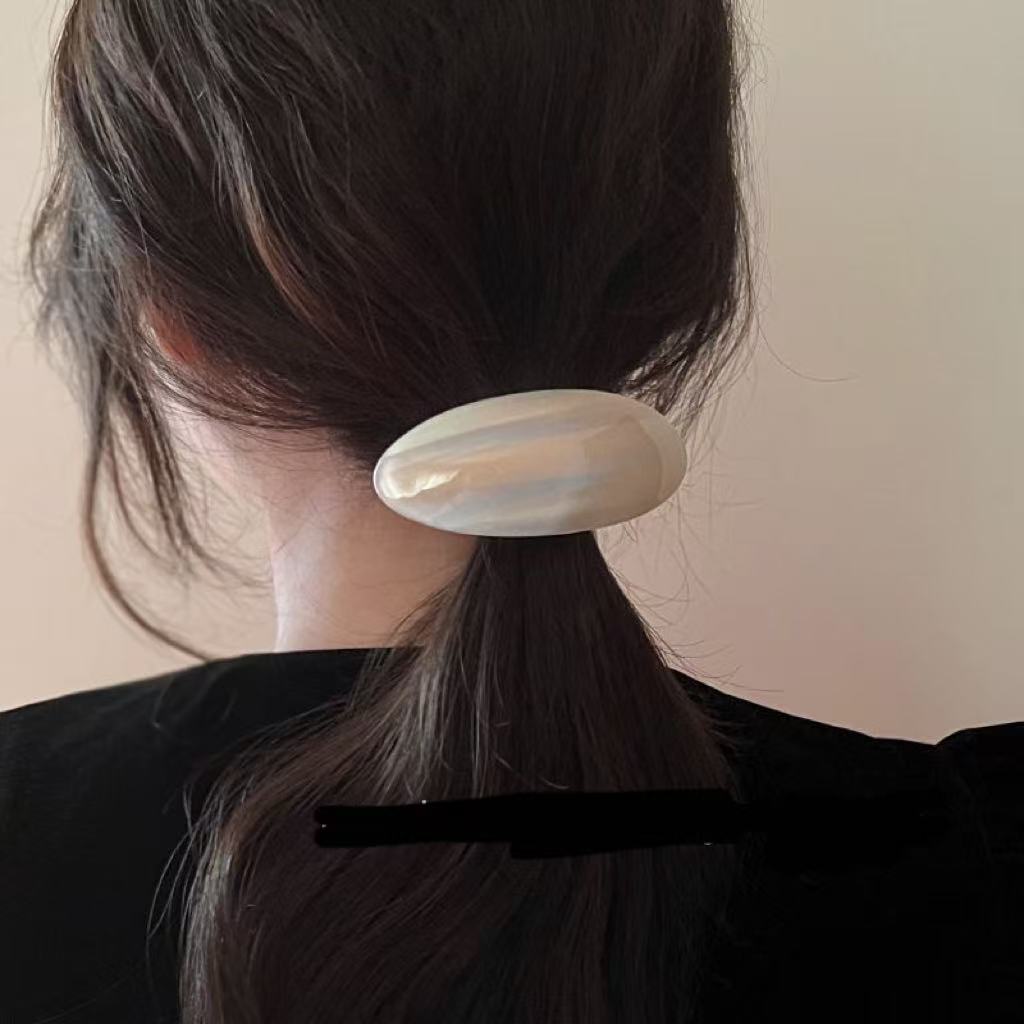 简约气质水钻半弧形醋酸一字夹发夹女后脑勺半扎发夹子弹簧夹头饰