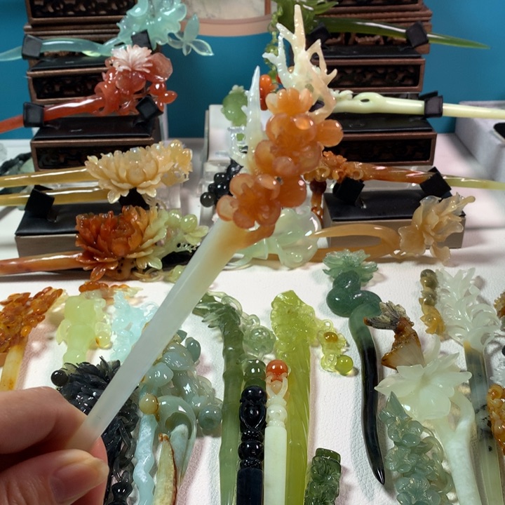 蛇纹石玉发簪未镶嵌C****y