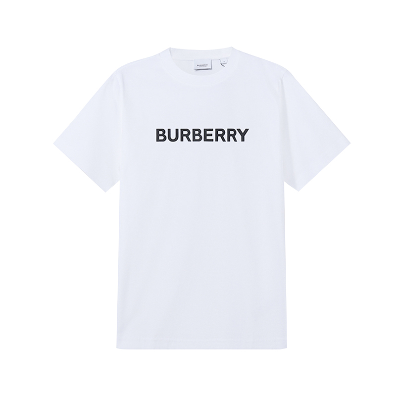 BURBERRY 博柏利纯棉字母徽标印花白色夏季休闲短袖T恤衫 8056724