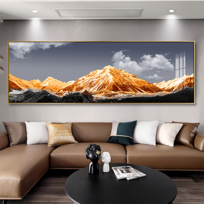 日照金山背景墙画靠山办公室墙壁挂画餐厅客厅沙发背景装饰画挂墙