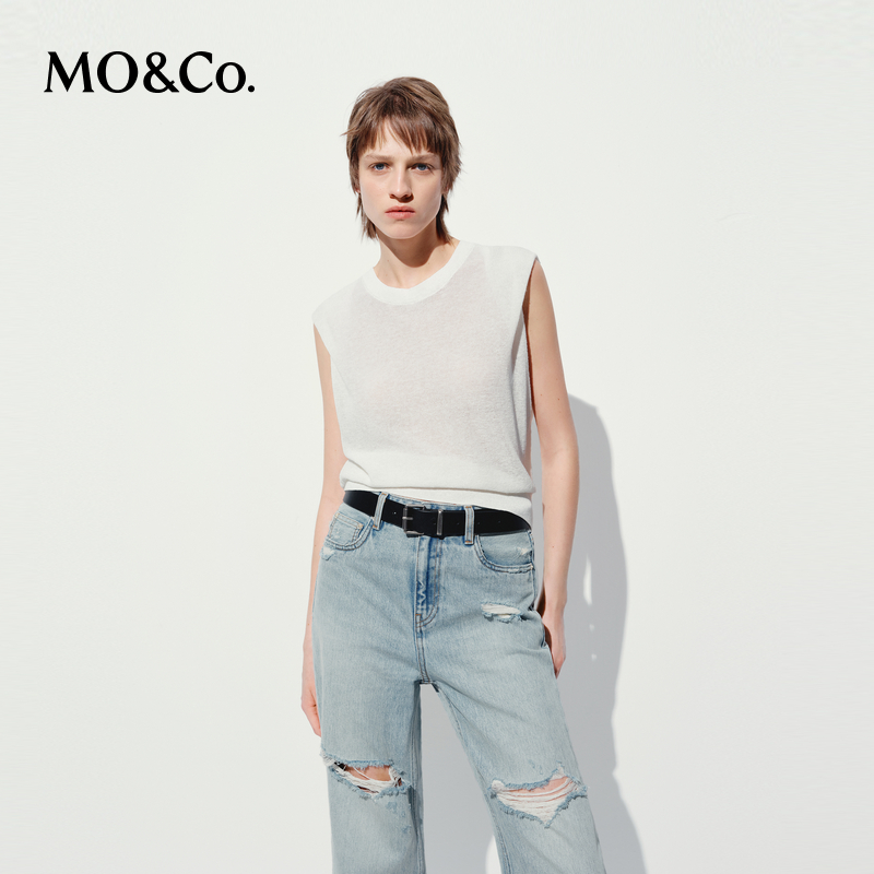 【赵老板专属】MOCO针织衫背心2025夏露背马甲MBE2SWTT05