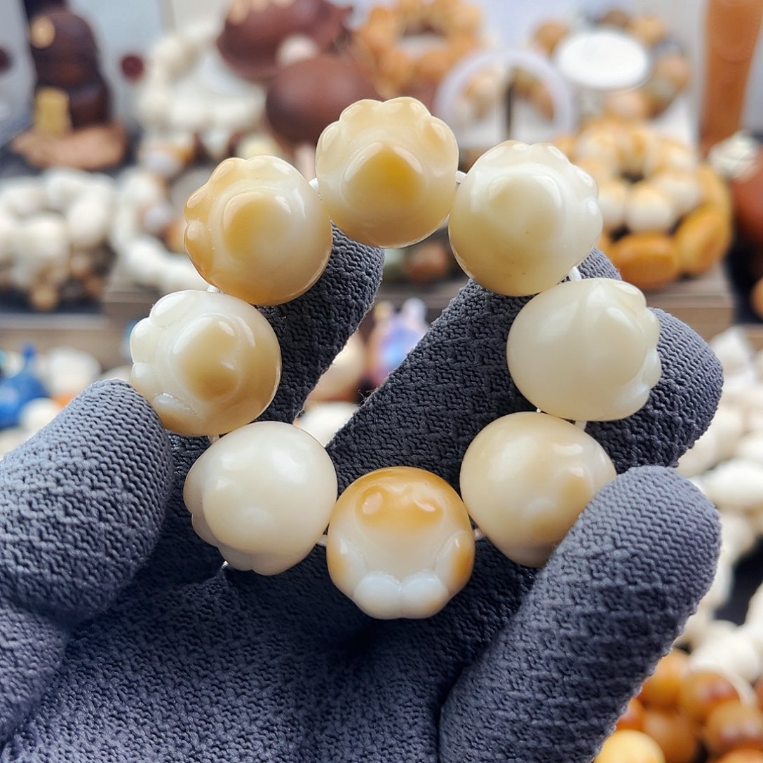 菩提根/象牙果手串菩提玉化猫爪卡20微微瑕