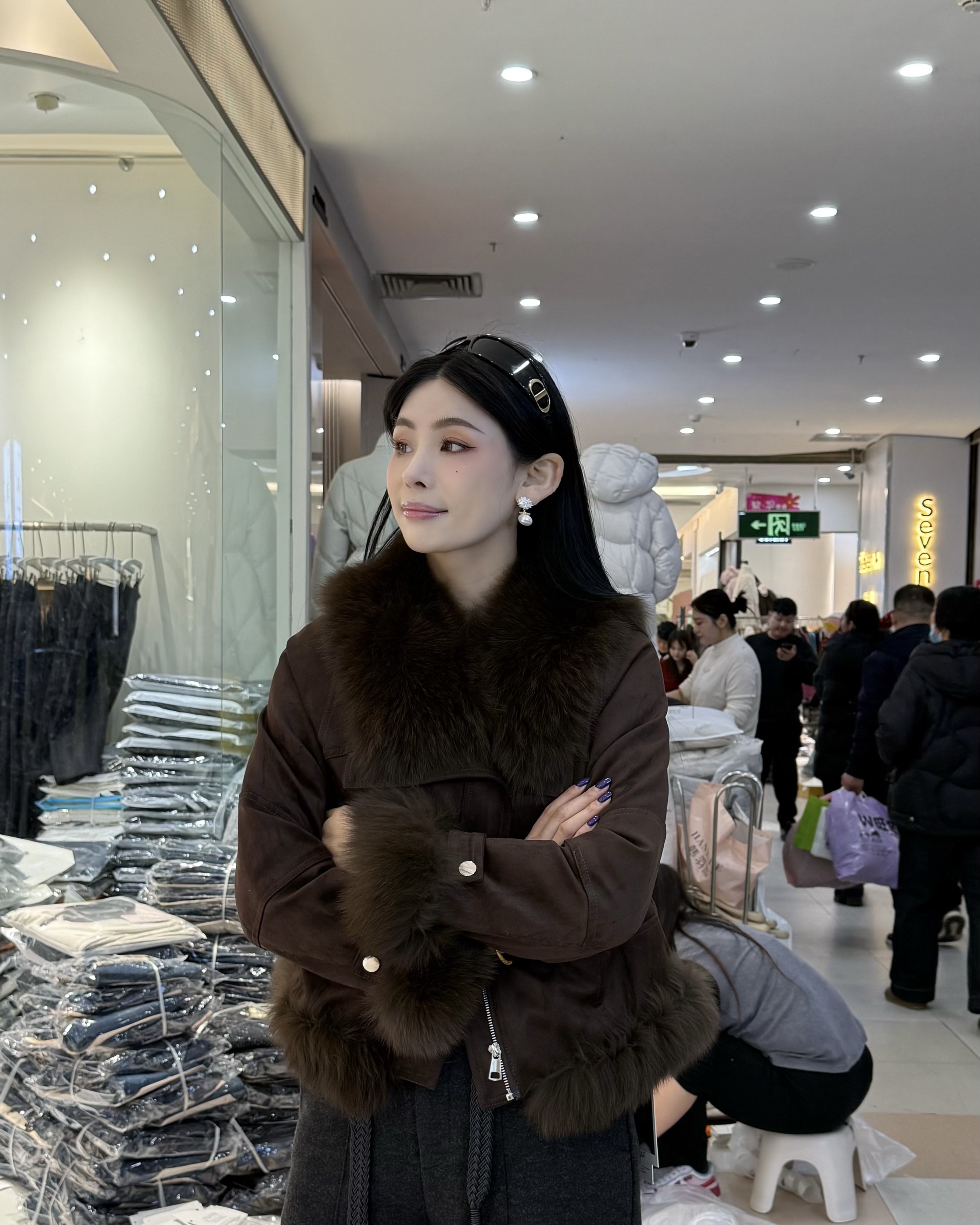 ZHUOXIXI【时尚战士】调价款-精致小女人狐狸毛90鸭绒羽绒服-1215