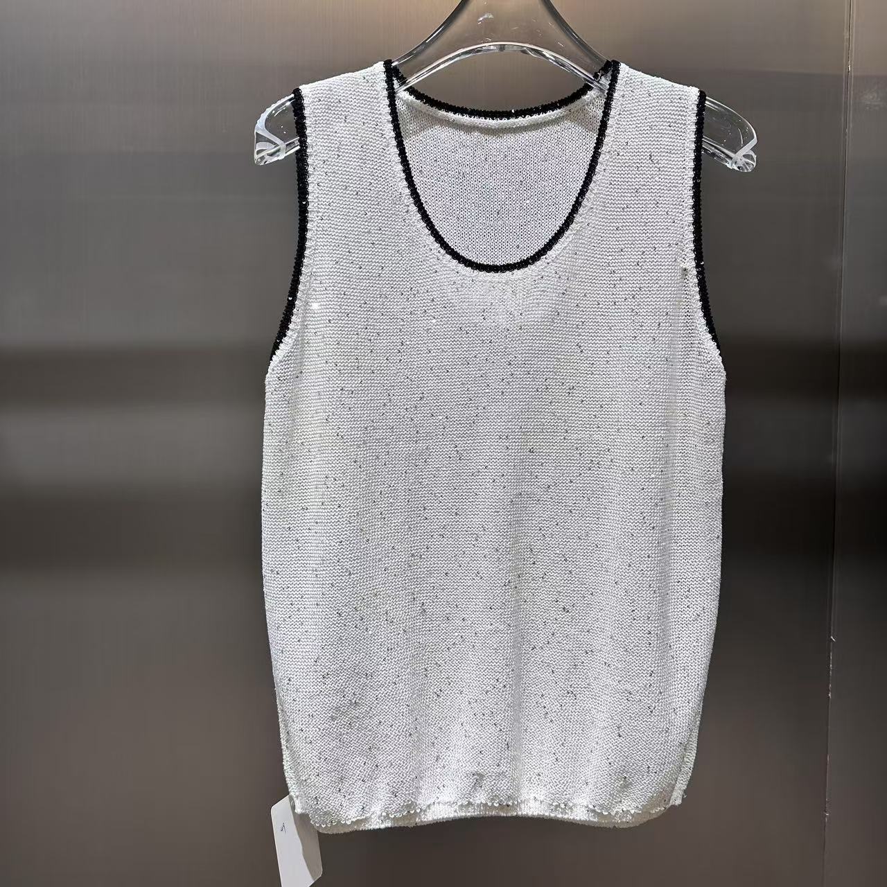 【DAXIU轻奢】夏季纯色亮片U领针织打底背心-325-8607