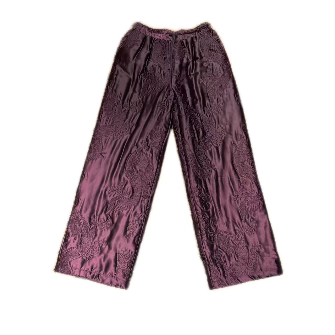 8358#新款冬季《紫色魅影》复古裤子中国风民族风宽松刺绣百搭国风