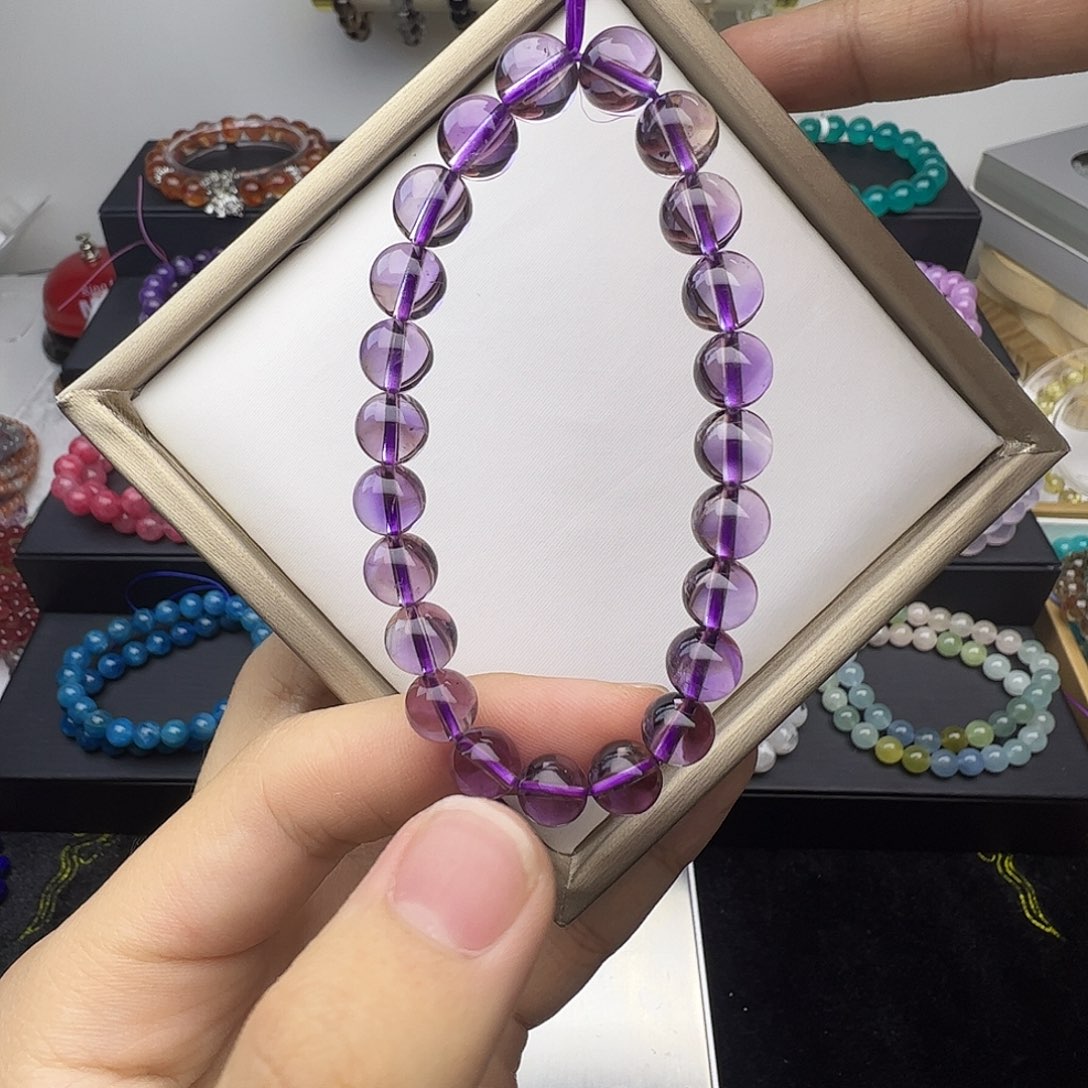 紫晶手串未镶嵌玻利维亚紫水