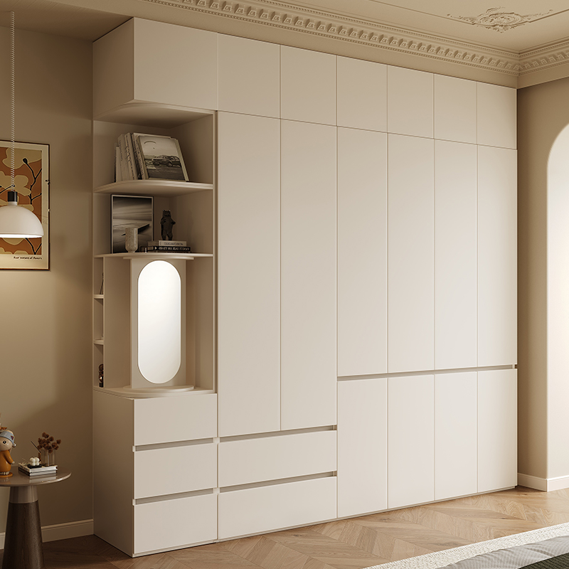 分段式衣柜加顶爆款白色家用卧室简约实木ENF级储物成品大衣橱