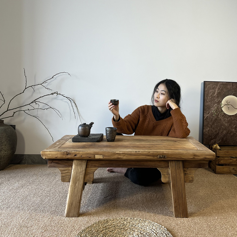 老榆木风化实木小炕桌茶桌榻榻米桌小茶几