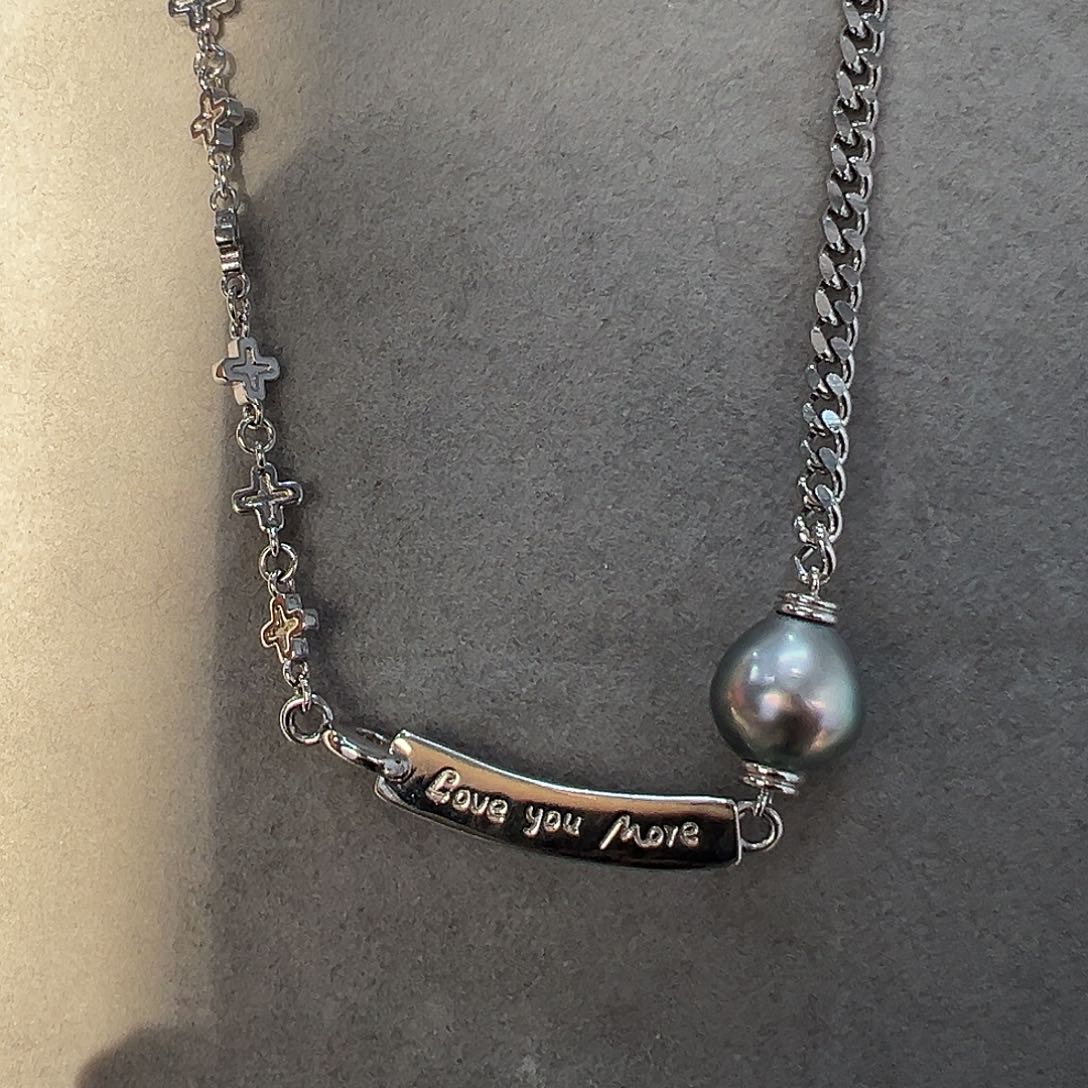 海水珍珠颈饰银S925镶嵌羽*