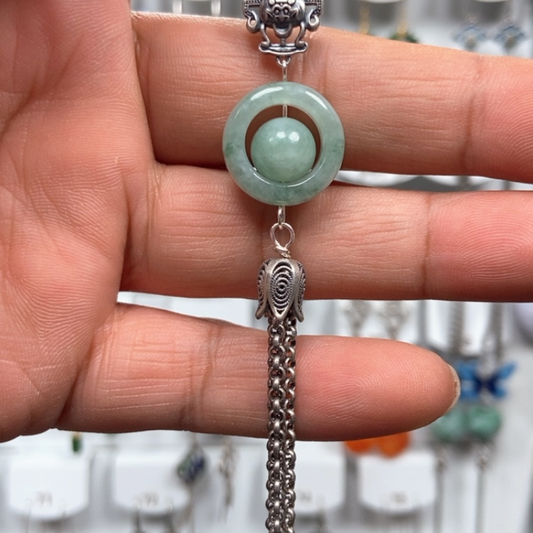 【闪购商品】翡翠耳饰银S925镶嵌金**容耳饰