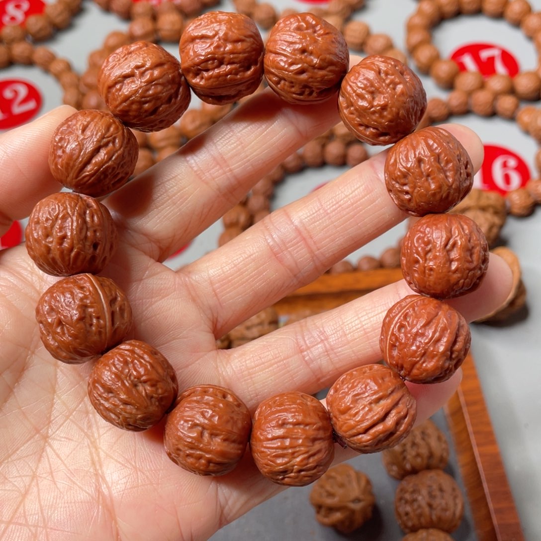 文玩核桃手串18红玛瑙方墩