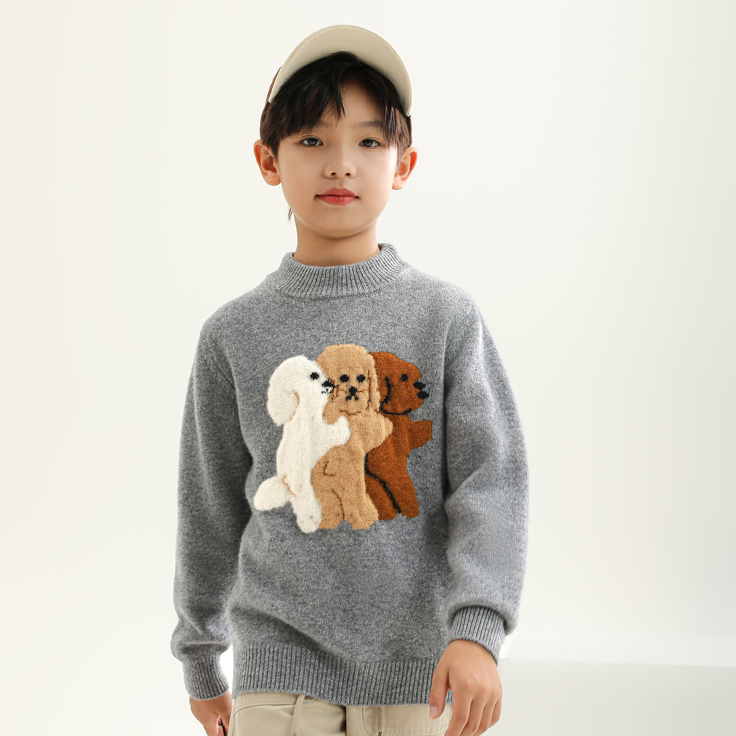 双股加厚男童毛衣打底衫儿童半高领套头纯羊毛衫保暖针织衫绒衫