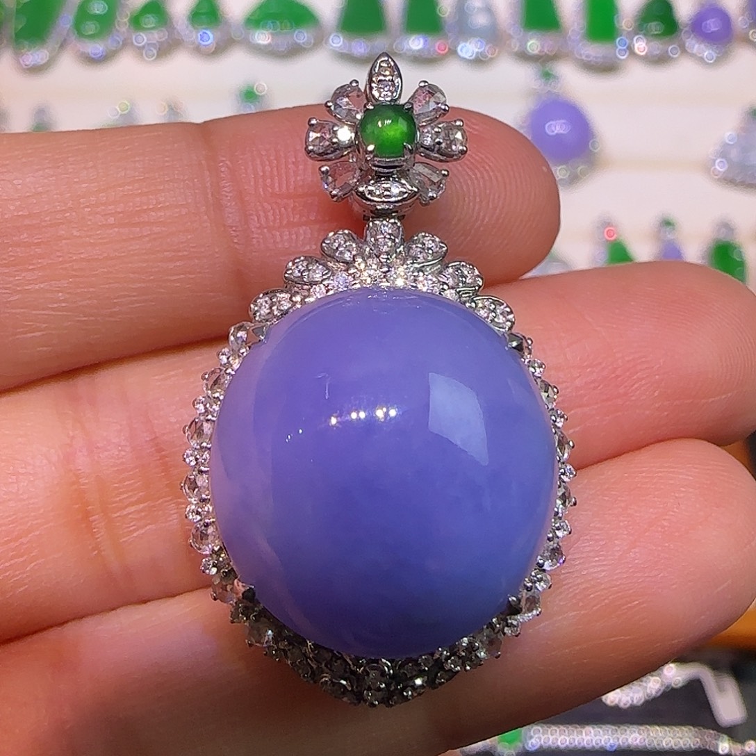 翡翠18K金镶嵌吊坠(不含链)