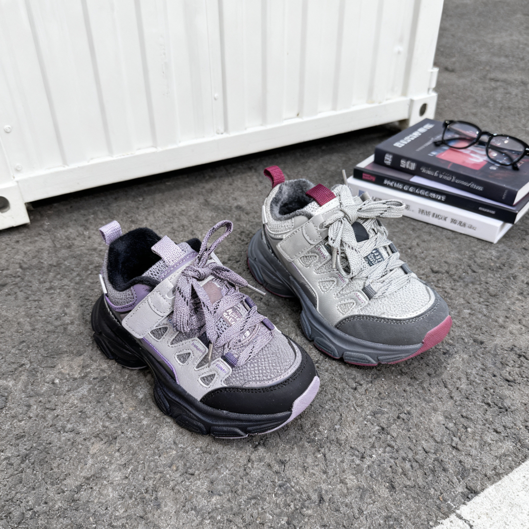 【大棉】32-37男女童加绒老爹耐磨防滑运动鞋宇宁663-5